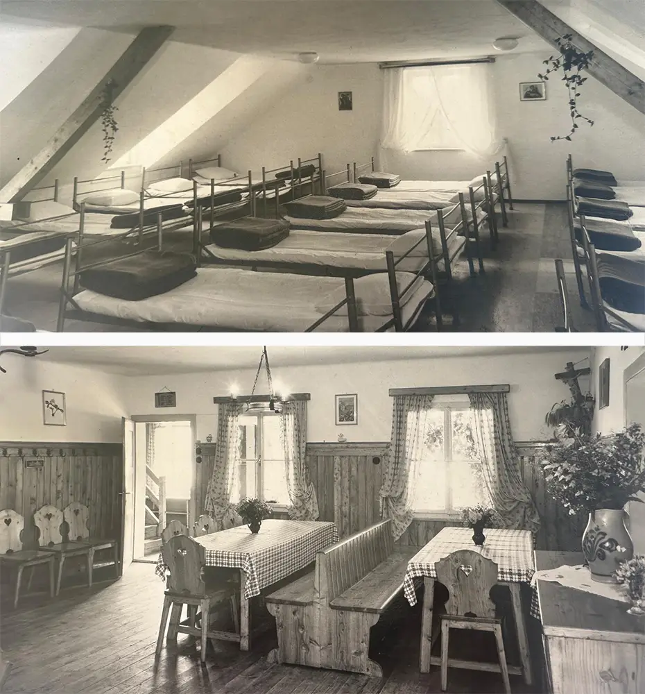 Historische Schlafräume und Speisesaal des JRK-Heims in Litzlberg